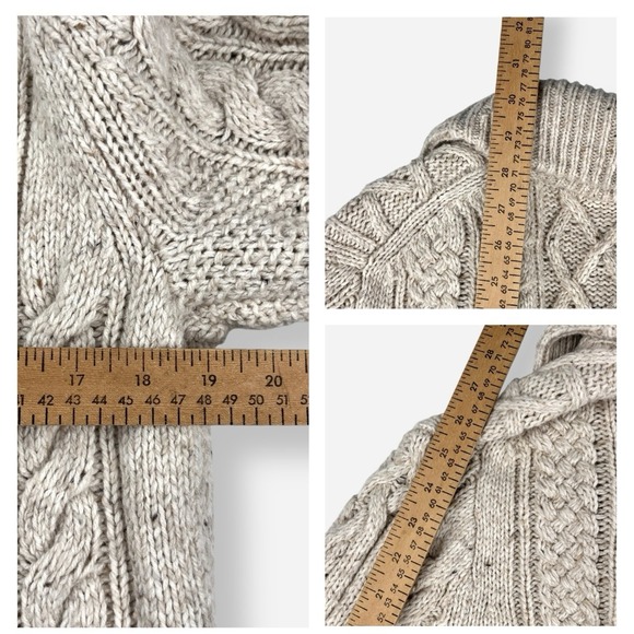 Vintage J. Crew Sweater Cardigan‎ Mens Medium Cable Knit Cabincore Grandpa Beige - Picture 11 of 11